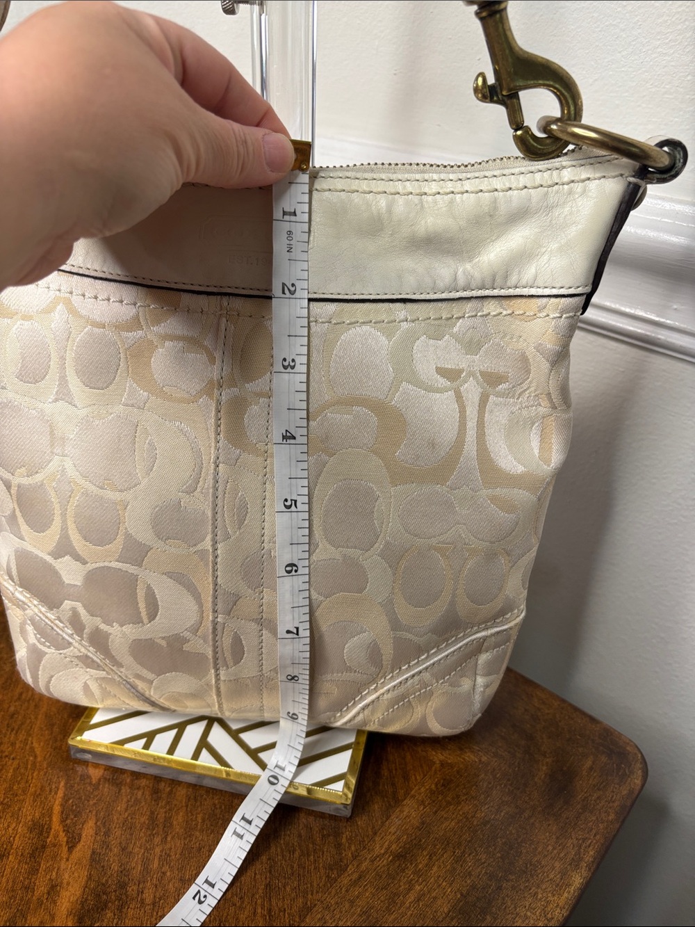 Coach Vintage Optic Signature C Crossbody/Shoulder in Jacquard w/ Leather Trim - Picture 10 of 16